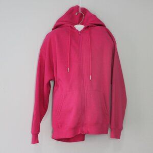Forever 21 Oversized Hot Pink Zip-Up Hoodie, Size Small (Runs Large)